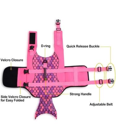 Cit toile Dog Life Jacket - Shark Design Mermaid Tail Pink 2XL XXL - Perfect for Small Medium & Large Dogs - International Shipping Available! - Buy Online on GoSupps.com