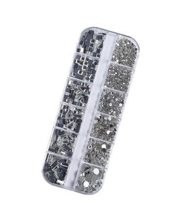 FEIlei 12 Grids Nail Charms Rhinestones Flat Back Diamond Nail Art Crafts Rhinestones