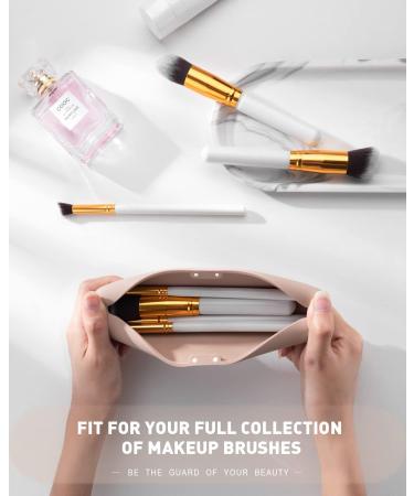 Corneria Travel Makeup Brush Case - Portable Organizer with Magnet Lock, Soft & Fashionable Cosmetic Holder in Khaki - Small - Buy Online on GoSupps.com