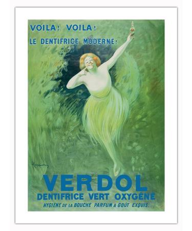 Verdol - The Oxygenated Green Toothpaste (Dentifrice Vert Oxyg n ) - Vintage French Advertising Poster by Leonetto Cappiello c.1911 - Bamboo Fine Art 290gsm Paper (Unframed) 12x16in 1 Count (Pack of 1)