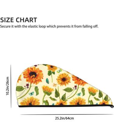 Hair Towel Wrap - Quick Drying Towel Turban with Button | Sunflowers & Butterflies Design - Buy Online on GoSupps.com