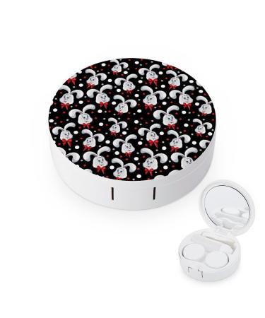 Head of A Rabbit Round Case For Contact Lens Kit Storage Box with Mirror Printed