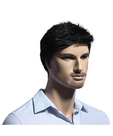 Buy Men's Black Cosplay Wig - Short Curly Anime Bob for Parties | High-Quality Human Hair - Buy Online on GoSupps.com