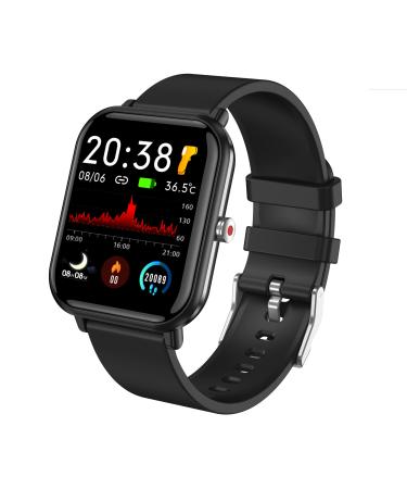Smart Watch 44mm Fitness Tracker Watch with 24 Sports Modes 5ATM Swimming Waterproof Sleep Monitor Step Calorie Counter 1.7" HD Touchscreen Smartwatch for Men Women iPhone IOS Android Compatiable black