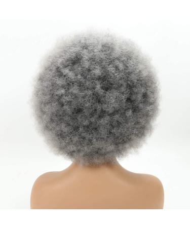 Smoky Gray Short Afro Wig for Black Women - Unisex Large Bouncy Kinky Curly Synthetic Wig - Buy Online on GoSupps.com