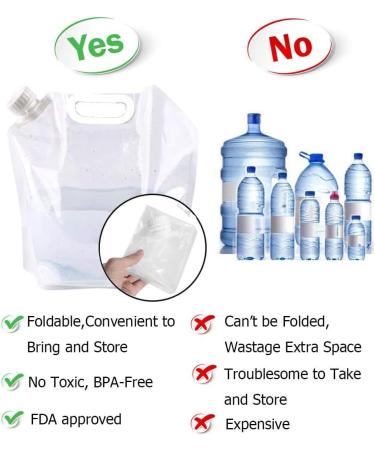 Supant Collapsible Emergency Water Jug Container Bag - 4 Pack, 1.3 Gallon BPA Free Freezable Water Carrier for Camping, Sports, and Outdoor Activities - Buy Online on GoSupps.com