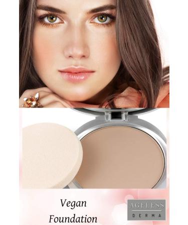 Ageless Derma Natural Mineral Makeup Foundation - Vegan Full Coverage Pressed Powder (Nude) | Made in USA - Buy Online on GoSupps.com