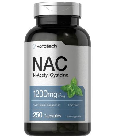 NAC Supplement | 1200 mg 250 Caplets | N Acetyl Cysteine | with Natural Peppermint | Non-GMO, Gluten Free | by Horbaach