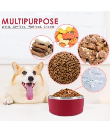 IKITCHEN 64 oz Stainless Steel Dog Bowl - Durable Non-Skid Pet Feeding Bowl - Double Wall Insulated Heavy Duty with Rubber Bottom - Medium/Large Dogs - Red - Buy Online on GoSupps.com