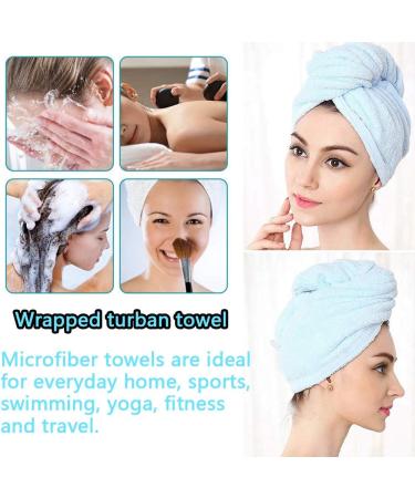 Betroy Wrap Turban Towel Set - 4 Ultra-Suction Microfiber Hair Drying Towels (51x22cm) in Blue Pink Purple Yellow - Perfect for Fast Drying & Salon Results - Buy Online on GoSupps.com