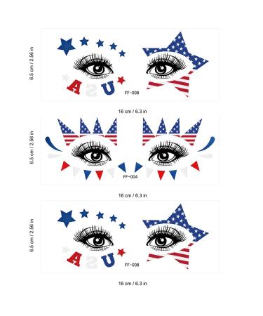 Patriotic Temporary Tattoos - 10 Sheets Independence Day Face Stickers with Flag and Star Designs - Buy Online on GoSupps.com