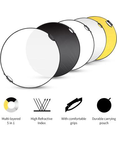 Selens 43 Inch Photography Reflector - 5 in 1 Collapsible Light Reflector with Carrying Case for Photo Studio Lighting - Buy Online on GoSupps.com