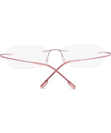 Shop Super Light Titanium Rimless Reading Glasses +3.0 for Women & Men - Stylish Pink Reading Aid - Buy Online on GoSupps.com