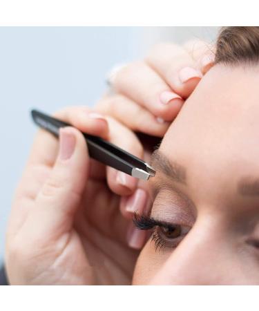 Ruxbury 4pcs Professional Stainless Steel Tweezers Set for Women & Men - Slanted & Pointed Tip, Black Coated Precision Tweezers for Facial Hair, Ingrown Hair - Includes Leather Pouch - Buy Online on GoSupps.com