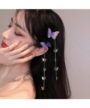 Set of 4 Butterfly Hair Clips - Pink and Blue Fabric Butterflies Bobby Pins for Women and Girls - Buy Online on GoSupps.com