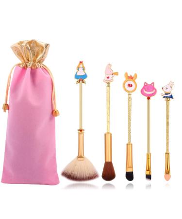Anime Alice in Wonderland Makeup Brushes Set Foundation Blending Powder Eye Shadow Contour Concealer Blush Cosmetic Fairy Makeup Brush Tools A - Gold Color