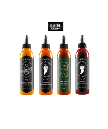 Heartbeat Hot Sauce 2024 TOP 4 Collection (Pineapple Red Habanero Camp Sauce & Scorpion) with BONUS Vinyl Collectible Sticker