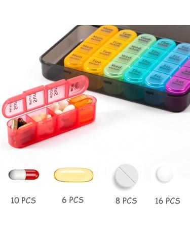 Weekly Pill Box Organizer - 4x Daily Large 28 Compartment Case for Medications Vitamins & Supplements - International Shipping - Buy Online on GoSupps.com