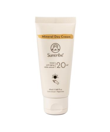 Suntribe Natural Mineral Day Cream SPF 20-40 ml Organic - 100% Natural Tinted Vegan & Non-comedogenic - Almond & Jojoba Oil - Sensitive Skin - Winner Beauty Shortlist Awards 2022