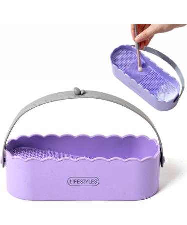 Brush Cleaning Stand - Makeup Brush Drying Stand Brush Cleaning Organizer | Multipurpose Makeup Brush Cleaning Bowl Cosmetic Brush Storage Painting Pen Brush Organizer on Writing Purple - Buy Online on GoSupps.com