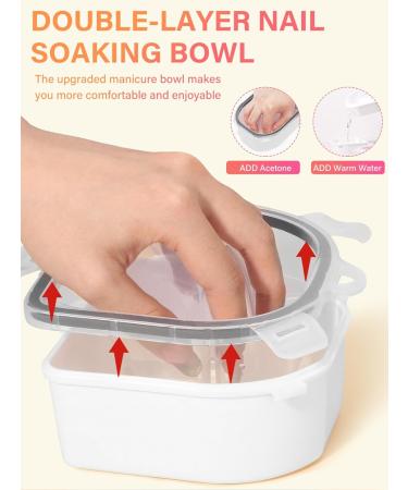 Yokilly Nail Soak Off Bowl 2PCS Acetone Acrylic Remover Kit - Nail Polish Remover Bowl with 5 PCS Nail Art Tools - Buy Online on GoSupps.com
