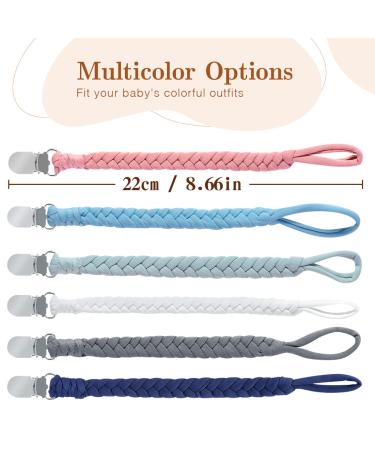 Maveek Baby Pacifier Clips - Handmade Braided Cotton Straps for Boys and Girls | 6pcs Set for Infant Newborn | Modern Unisex Binky Leash for Teething Toys - Buy Online on GoSupps.com
