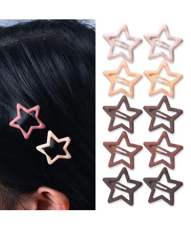 Star Snap Hair Clips for Women Star-Shaped Hair Barrettes for Girls Non-Slip Hair Clip Hairpins Y2K Hair Accessories 10 Pcs 5 Colors/10 Pcs