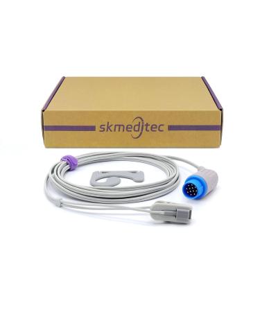 SKMEDITEC compatible with Biolight Spo2 sensor with Nellcor Oximax Spo2 technology 9.8 foot Adultear clip sample with 12-pin connection adultearclip Nellcor Oximax Spo2