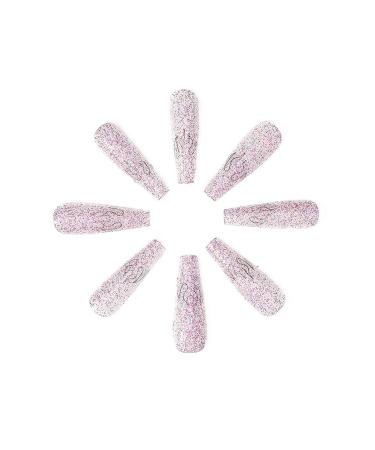 Brishow Coffin Artificial Nails - Long Flame Glitter Press-On Ballerina Acrylics - 24 Pieces for Women & Girls | International Shipping Available - Buy Online on GoSupps.com