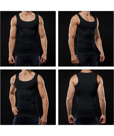 Aptoco Men's Compression Shirt Body Shaper Gynecomastia Undershirt - Black Medium - Buy Online on GoSupps.com