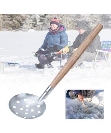 Alomejor 2 Pcs Ice Fishing Scoop Scoop Skimmer Ice Slush Scoop with Wood Handle Winter Outdoor Fishing Shovel Ice Tools Metal Wood Design - Buy Online on GoSupps.com