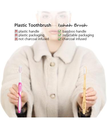 Isshah Biodegradable Eco-Friendly Natural Bamboo Charcoal Toothbrushes - 12 Pack - Buy Online on GoSupps.com