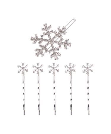 Minkissy Snowflake Hair Clips - 6 Christmas Crystal Hairpins for Winter Styling (White) | International Shipping Available - Buy Online on GoSupps.com