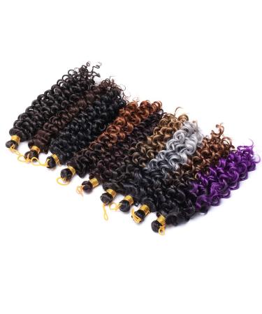 Tess Curly Crochet Hair Extensions - Short Water Wave 8 Synthetic Braids | 3 Bundles Natural Black (90g) - Buy Online on GoSupps.com