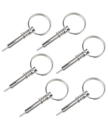Hysagtek 6 Pcs Bimini Pins 1/4" Diameter Bimini Top Hardware, Quick Release Pin Boat Canopy Pins for Boat Canopy Marine Hardware, 316 Stainless Steel with Pull Ring