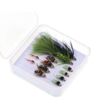 Ivei Fly Fishing Flies Kit - Premium Hand-Tied Assortment of 12 Dry/Wet Flies Nymphs & Streamers with Portable Box for Trout & Bass Fishing - Buy Online on GoSupps.com