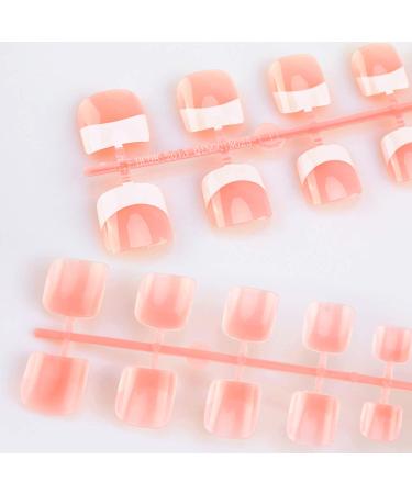 240Pcs Natural Fake Toenail Tips Set - Pink & White French False Toe Nail Tips for DIY Foot Manicure - Mwoot - Buy Online on GoSupps.com