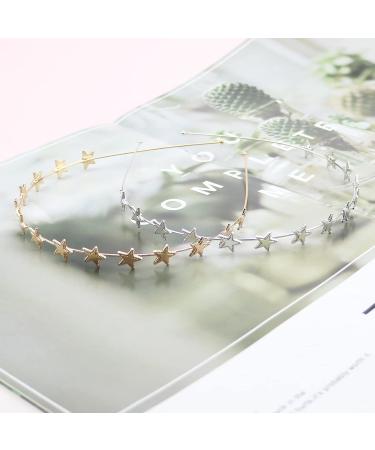 Elegant Bride Hair Accessories - 2pc 15-Star Head Straps | Gold & Silver Alloy Hairbands for Women & Girls - Perfect for Weddings Birthdays & Valentine's Day - Buy Online on GoSupps.com