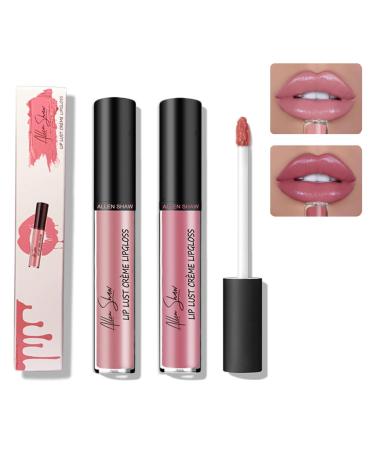 2PCS Cream Lip Gloss Sexy Women Lipstick Moisturising Liquid Lipstick Non-Fading Non-Stick to Cup Non-Stick to Cup 2024 New Waterproof Lip Gloss Vivid Colorful Lipgloss Women Makeup 03#+05#