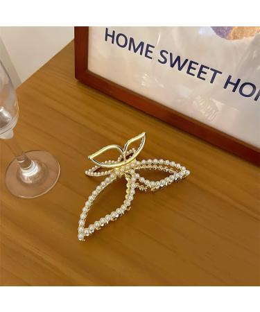 2 Pack Large Metal Pearl Hair Claw Clips for Women - Stylish Butterfly Bow Design, Perfect for Thick Long Hair - Accessories Grab Clip Shark Clip Ponytail Claw - Buy Online on GoSupps.com