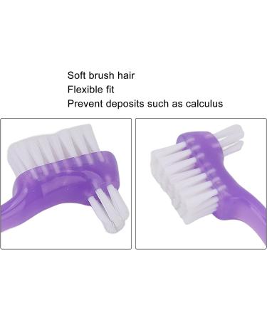 False Teeth Brush Plaque Removal Denture Toothbrush Double Sided Ergonomic Portable Soft Hair for Home Travel for Elderly(Purple) - Buy Online on GoSupps.com