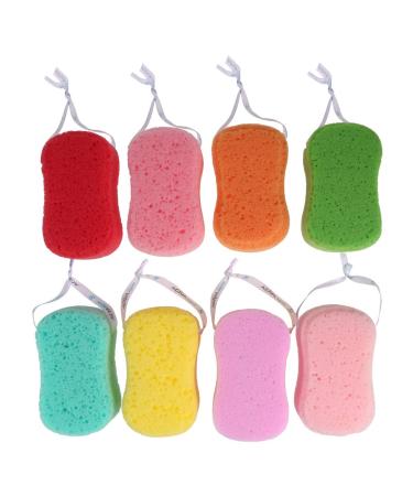 Bath Sponge 8pcs Simple Shape Bath Sponges Soft Bath Scrubbers Bathing Accessories for Kids Adults Assorted Color Loofah Sponge