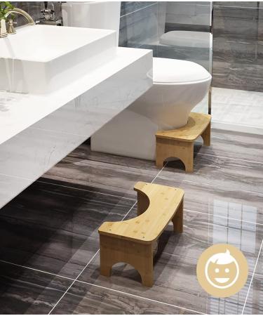 Bamboo Toilet Stool for Adults 6.5 - Non-Slip Bathroom Poop Stool for Healthy Posture - Portable and Original Design (Wood Color) - Buy Online on GoSupps.com