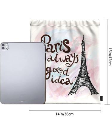 Nebont Eiffel Tower Paris Drawstring Backpack - Waterproof Lightweight Cinch Sack for Gym, Yoga, Sports - Ideal Gift for Women, Girls, Adults - Buy Online on GoSupps.com