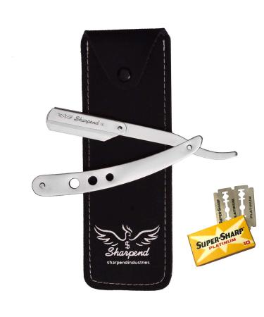Professional Straight Edge Razor with 20 Single Edge Derby Blades - Close Shaving Men's Manual Shaver Safety Straight Edge Razor Moustache & Beard Shaper