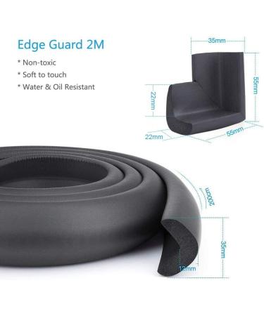 Vicloon Edge Protectors 2 M Foam Safety Strip and 4 Corner Cushion Protector Set Edge Corner Guards for Baby - Black - Buy Online on GoSupps.com