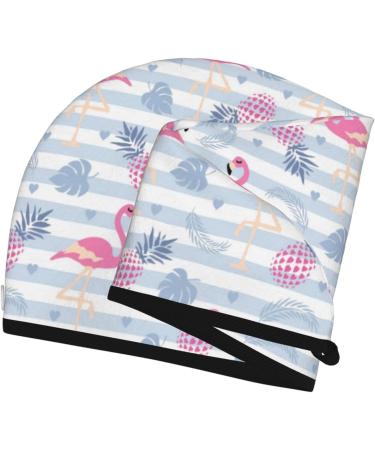 Quick-Dry Hair Towel Wrap | Button Turban for Fast Hair Drying | Flamingo & Pineapple Print - Buy Online on GoSupps.com