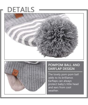 XIAOHAWANG Striped Winter Baby Beanie & Scarf Set for Kids 9-24 Months - Gray - Buy Online on GoSupps.com
