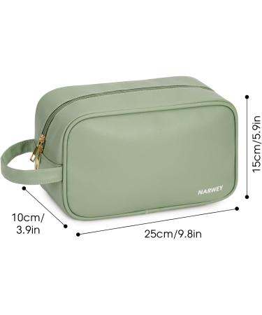 Travel Toiletry Vegan Leather Wash Bag for Women Traveling Dopp Kit Makeup Bag Organizer for Toiletries Accessories Cosmetics (P-Mint Green) - Buy Online on GoSupps.com