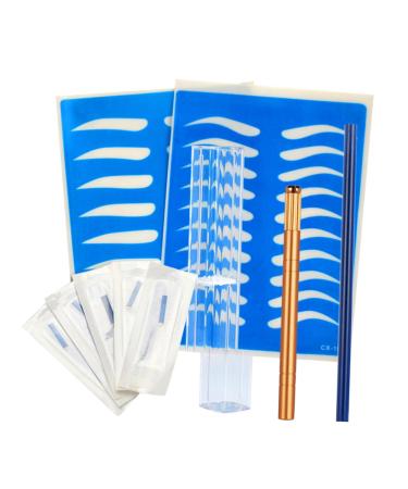 Skin Golden Eyebrow Microblading Manual Practice Semi-permanent with Storage Pen Pencil Kit